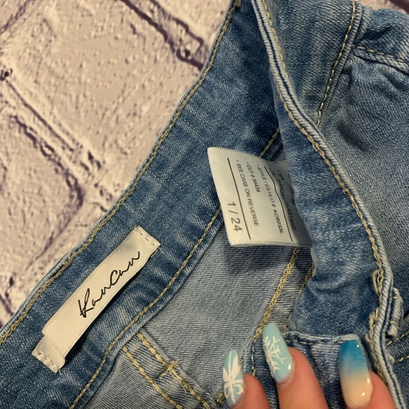 Kancan High Waist, High Cut Medium Wash Shorts - Picture 3 of 3